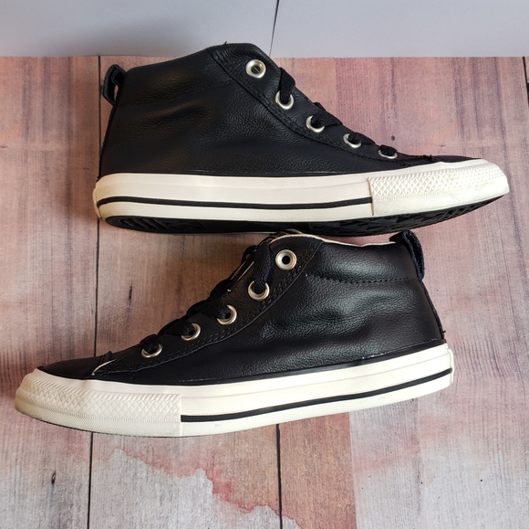 Leather Black Converse Junior Sneakers - Picture 13 of 16